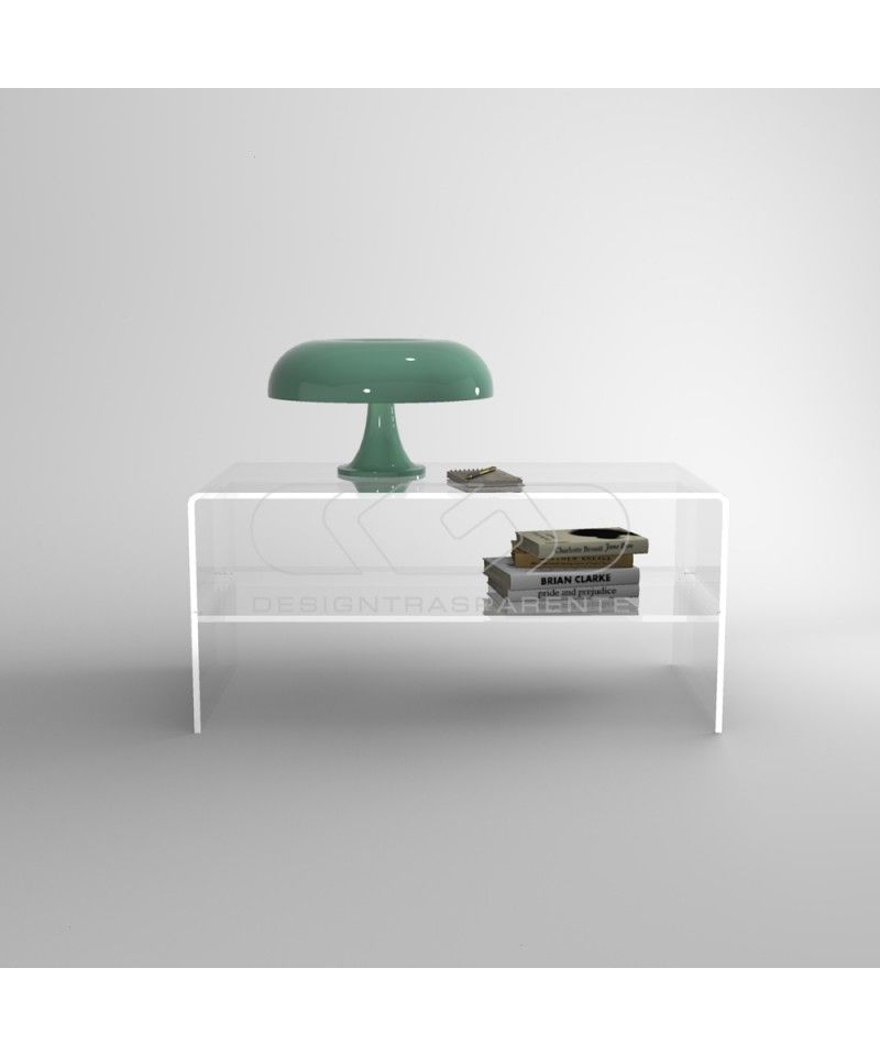 Acrylic Side Table W80 Cm Coffee Table With Transparent Shelf (View 17 of 20)