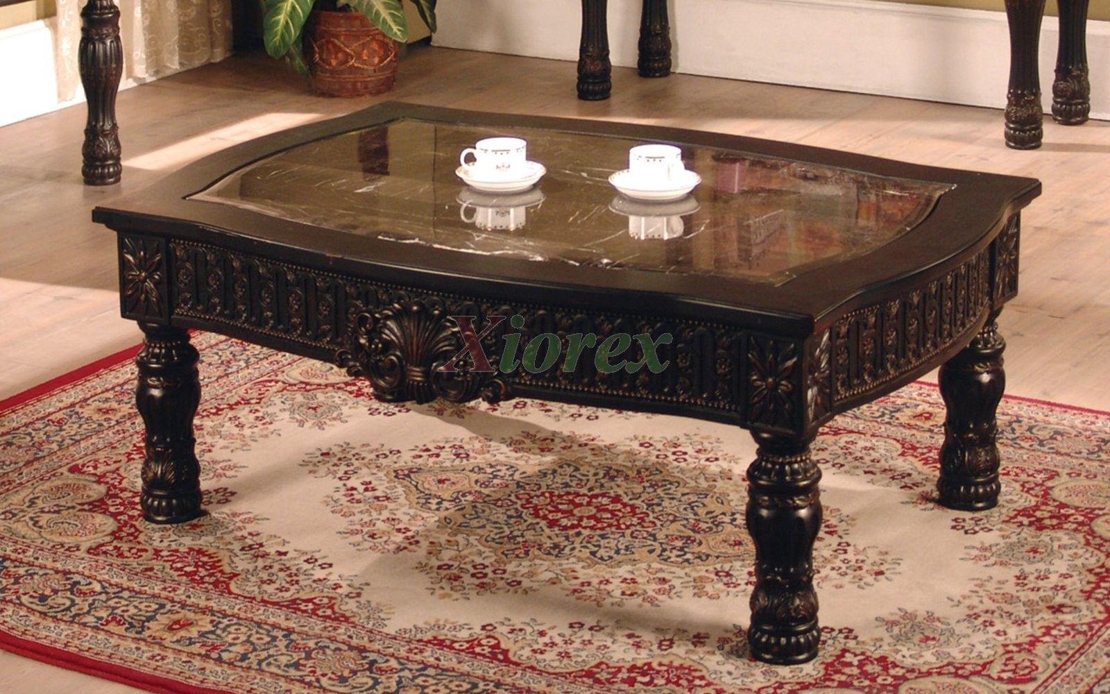 Ajax Rectangle Coffee Table With Faux Marble Top Inlay | Xiorex Pertaining To Faux Marble Top Coffee Tables (View 16 of 20)