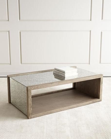 Antique Mirrored Open Shelf Coffee Table Inside Open Shelf Coffee Tables (View 7 of 20)