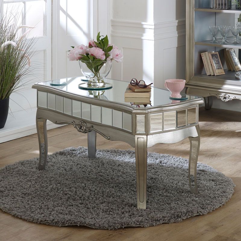 Antique Silver Mirrored Coffee Table – Tiffany Range Regarding Antique Mirrored Coffee Tables (View 18 of 20)