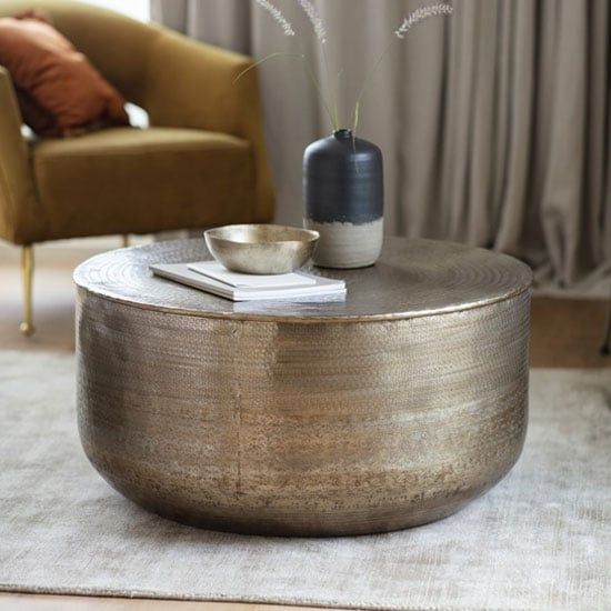 Ashta Metal Round Coffee Table In Bronze | Furniture In Fashion Inside Bronze Metal Coffee Tables (View 2 of 20)
