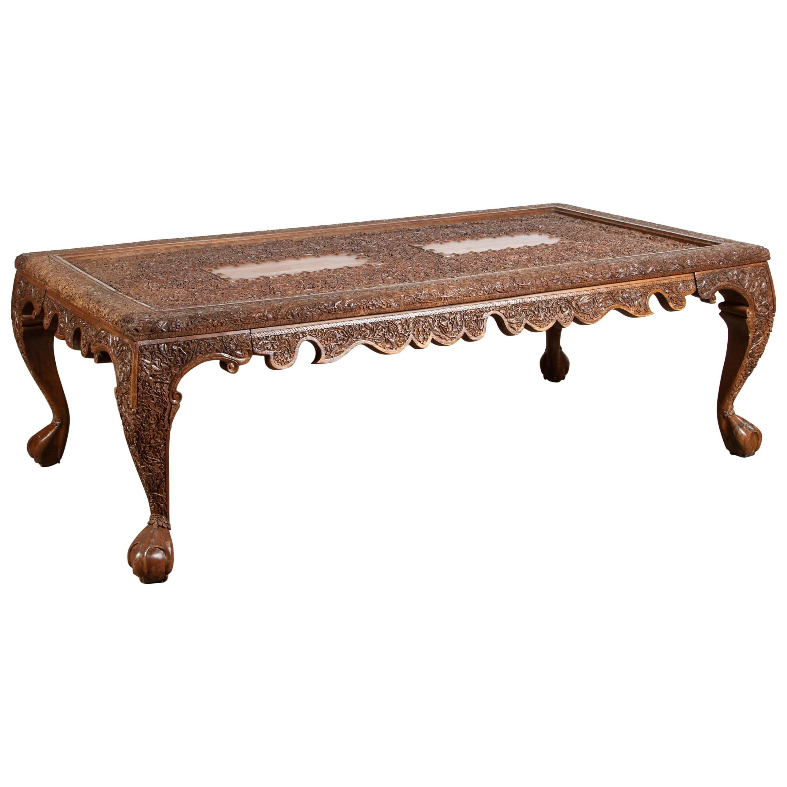 Asian Wood Hand Crafted Coffee Table For Sale At 1stdibs Intended For Wooden Hand Carved Coffee Tables (View 7 of 20)