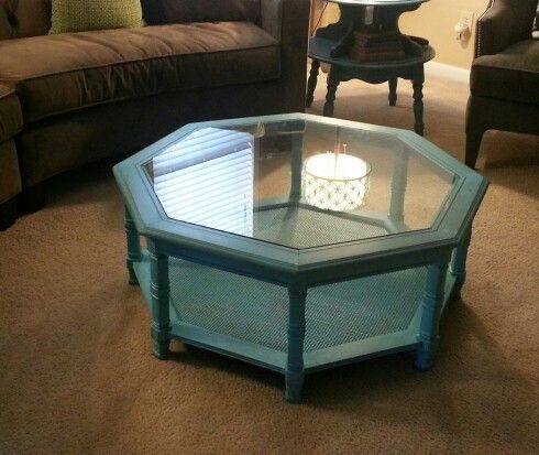 Before Cottage Octagon Coffee Table  I Have These Exact Tables And I Have  Been Searchi… | Octagonal Coffee Table, Coffee Table Makeover, Glass Coffee  Table Makeover Pertaining To Octagon Glass Top Coffee Tables (View 9 of 20)