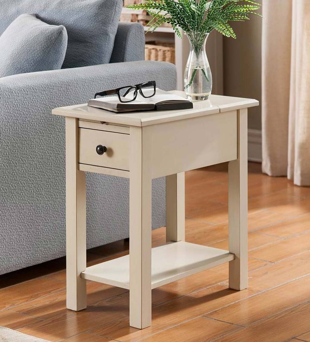 Benton Side Table With Charging Station – Black | Plowhearth Throughout Coffee Tables With Charging Station (View 3 of 20)