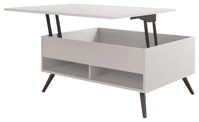 Bestar Krom Lift Top Storage Coffee Table In White – Midcentury – Coffee  Tables  Bestar | Houzz With Regard To White Storage Coffee Tables (View 20 of 20)