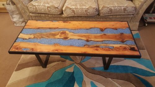 Biil Epoxy Resin River Coffee Table Trunk Chest Yew Bespoke One Of Enfant |  Ebay In Resin Coffee Tables (View 11 of 20)