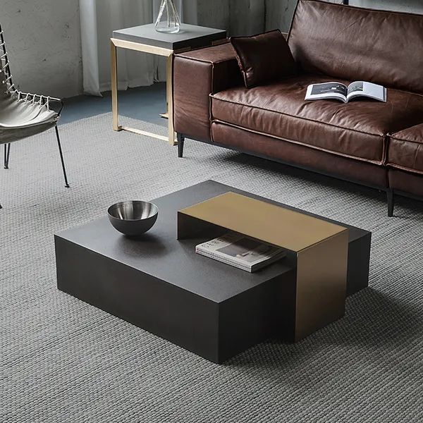 Black Coffee Table In Mdf & Metal Rectangle Accent Table Homary With Regard To Black Accent Coffee Tables (View 18 of 20)