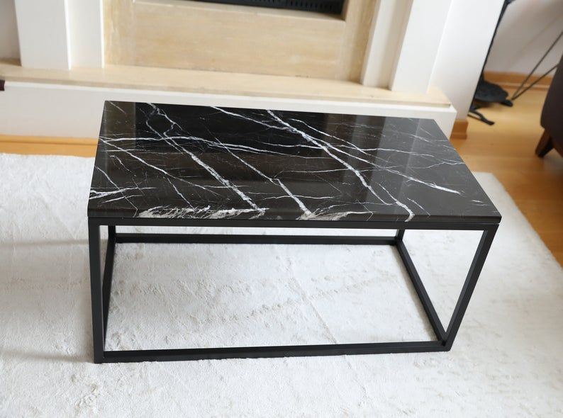 Black Marble Coffee Table Natural Marble Table Top Art Deco – Etsy | Black  Marble Coffee Table, Coffee Table, Marble Table Top With Regard To Deco Stone Coffee Tables (View 13 of 20)