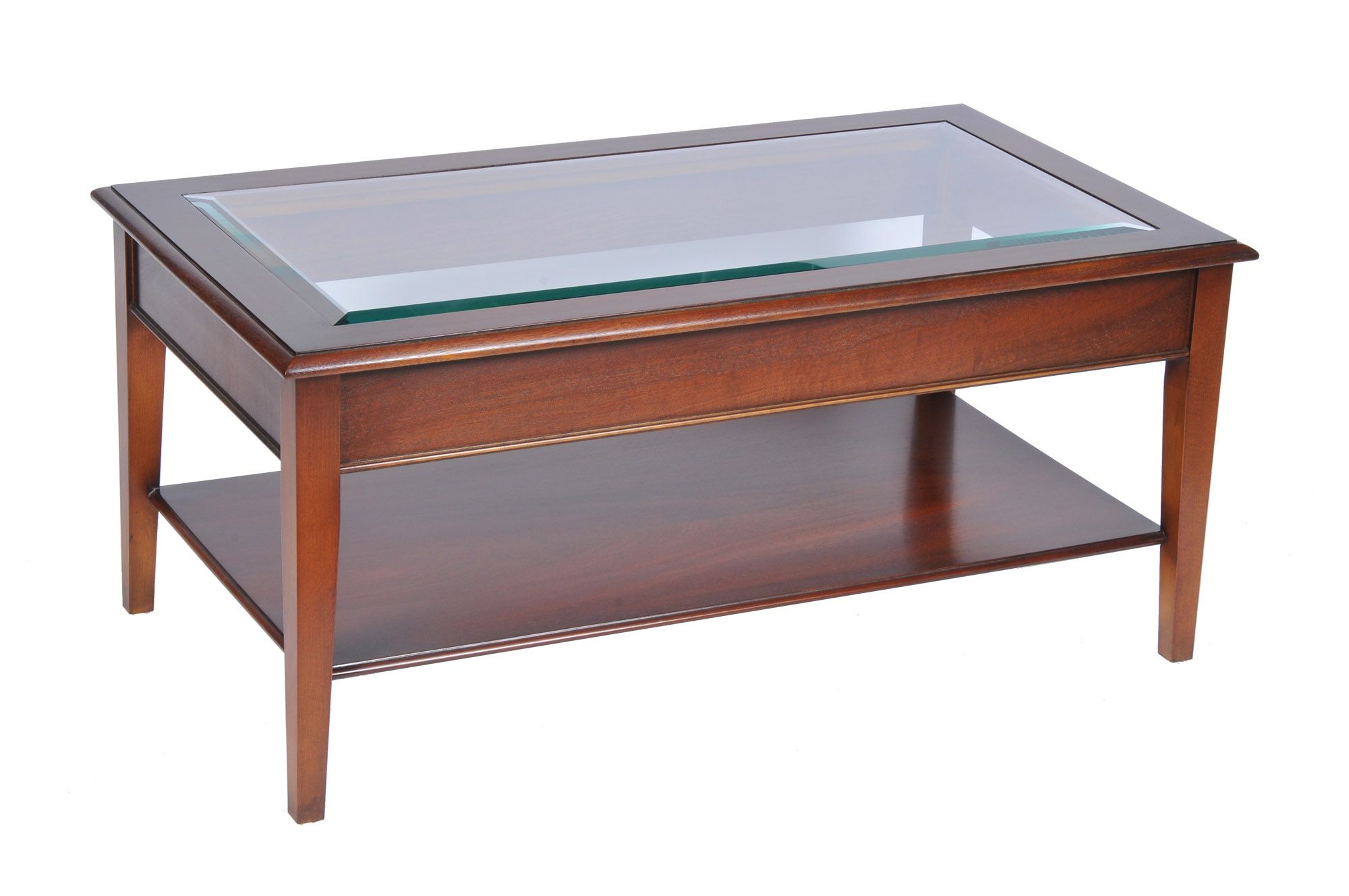Bradley Mahogany 875 Glass Top Coffee Table – Tr Hayes Furniture Bath Intended For Smooth Top Coffee Tables (View 10 of 20)