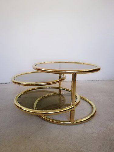 Brass Tri Level Swivel Coffee Tablemilo Baughman For Sale At Pamono Intended For Swivel Coffee Tables (Gallery 19 of 20)