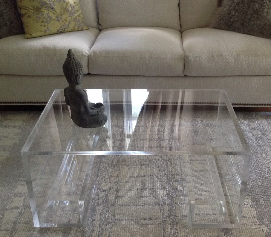 Buy Custom Acrylic Coffee Table With Greek Key Base, Made To Order From  Custom Acrylic/ Lucite Creationsmatthew James | Custommade With Regard To Thick Acrylic Coffee Tables (View 3 of 20)