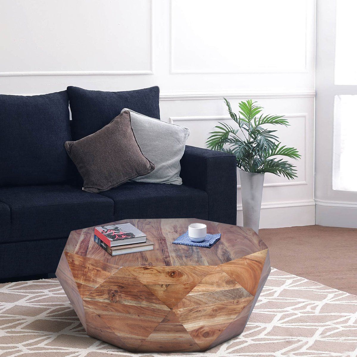 Buy Diamond Shape Acacia Wood Coffee Table With Smooth Top Online From  Panchayat Udsar Throughout Acacia Wood Coffee Tables (View 18 of 20)