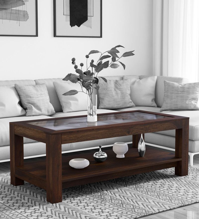 Buy Mckaine Solid Wood Coffee Table With Glass Top In Provincial Teak  Finishwoodsworth Online – Contemporary Rectangular Coffee Tables –  Tables – Furniture – Pepperfry Product Within Solid Teak Wood Coffee Tables (View 15 of 20)