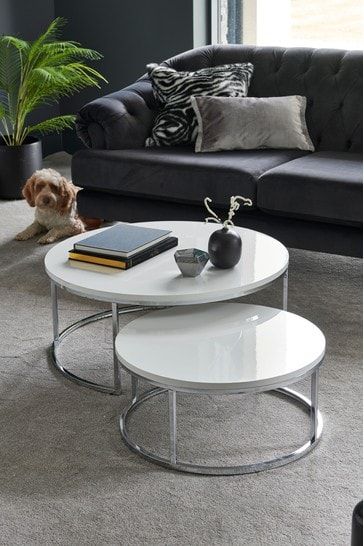 Buy Mode White Gloss Coffee Nest Of Tables From The Next Uk Online Shop Inside High Gloss Coffee Tables (View 11 of 20)