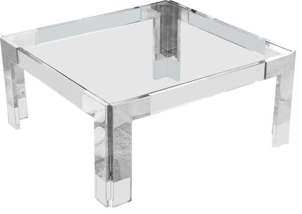 Casper Glass Top, Stainless Steel And Acrylic Coffee Table – Contemporary – Coffee  Tables  Meridian Furniture | Houzz Throughout Stainless Steel And Acrylic Coffee Tables (View 14 of 20)