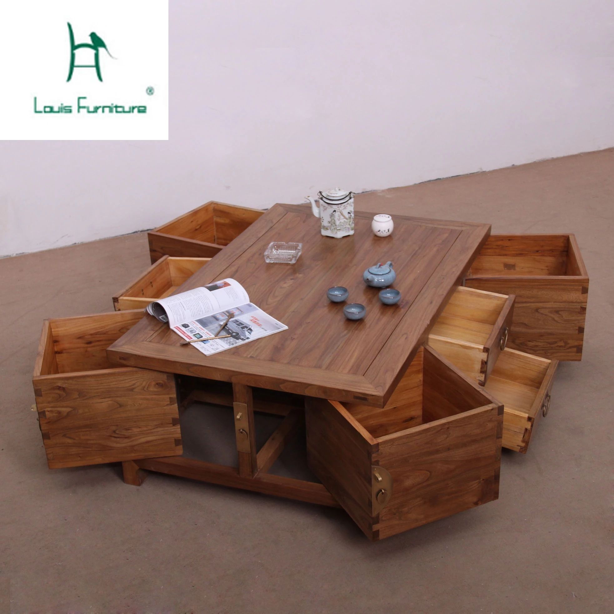 Cassetto Multiuso Louis Fashion Old Elm Wood Tea Table Cabinet|tavolini Da  Caffè| – Aliexpress Inside Old Elm Coffee Tables (View 7 of 20)