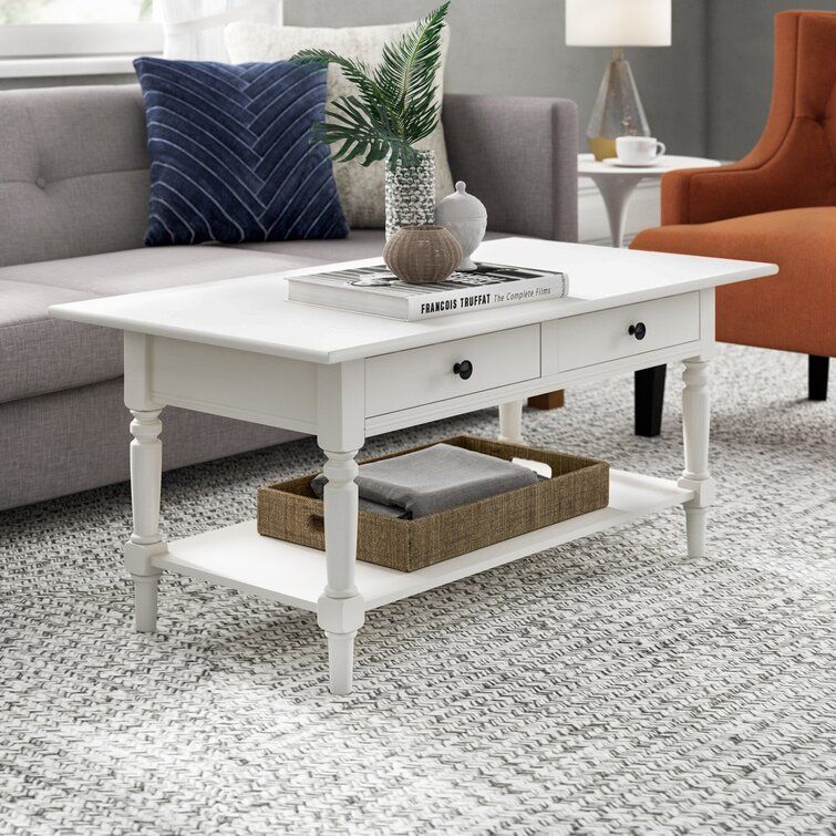 Charlton Home® Tuoi Solid Wood 2 Piece Coffee Table Set & Reviews | Wayfair Regarding Off White Wood Coffee Tables (View 10 of 20)
