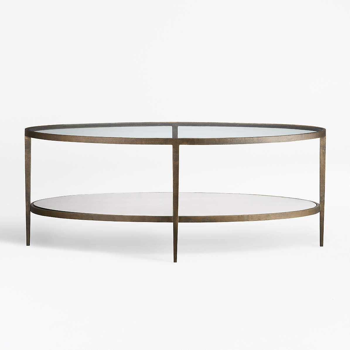Clairemont Oval Coffee Table With Shelf + Reviews | Crate & Barrel Intended For Metal Oval Coffee Tables (View 17 of 20)