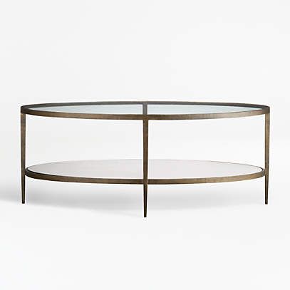 Clairemont Oval Coffee Table With Shelf + Reviews | Crate & Barrel Pertaining To Glass Oval Coffee Tables (View 17 of 20)