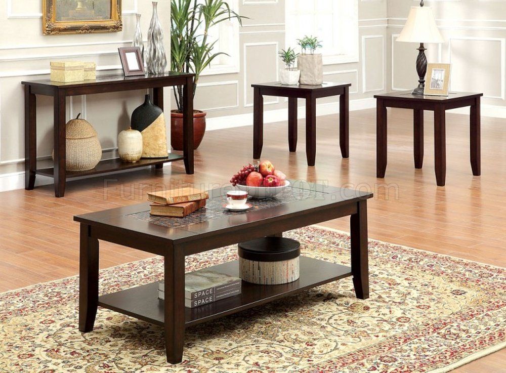 Cm4669 Townsend Iii Coffee Table & 2 End Tables In Dark Cherry Intended For Dark Cherry Coffee Tables (View 8 of 20)