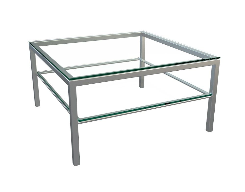 Coffee Table Claudia Serie 6210 Clear Brushed Stainless Steel 85 X 85 X 45  Cm (ct197c) With Brushed Stainless Steel Coffee Tables (View 11 of 20)