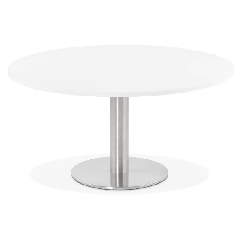 Coffee Table Design Yael In Wood And Brushed Metal (white) Intended For Brushed Stainless Steel Coffee Tables (View 1 of 20)