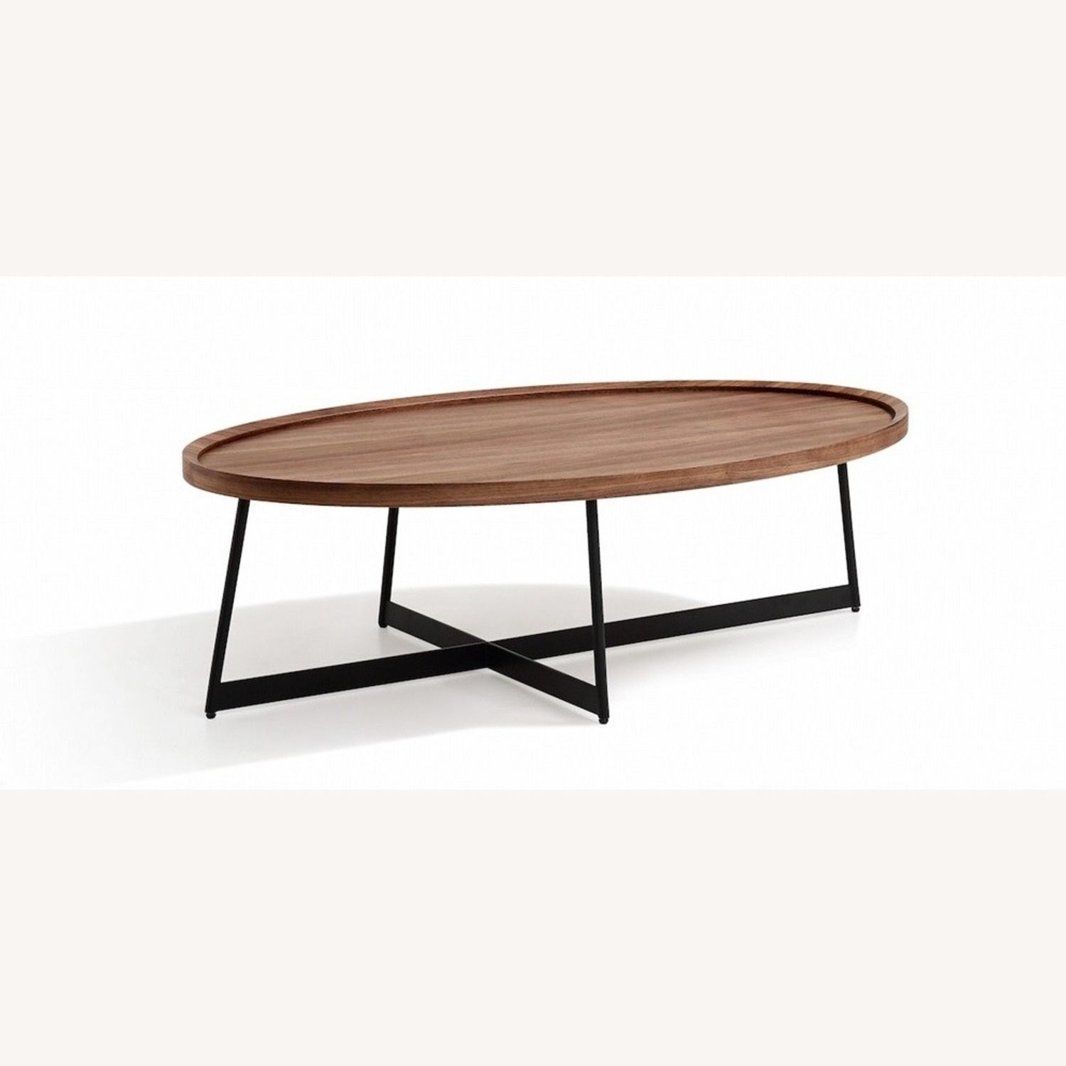 Coffee Table In Warm Walnut Veneer W/ Black Legs – Aptdeco Intended For Warm Walnut Coffee Tables (View 17 of 20)
