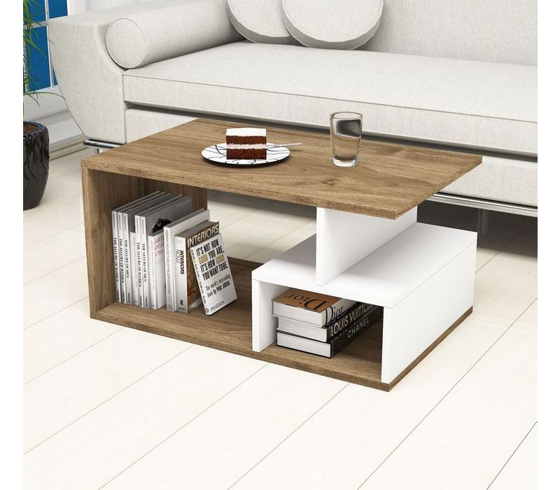 Coffee Table Mdf Melamine 40x40cm White And Brown Tc08 – Homix Intended For Melamine Coffee Tables (View 2 of 20)