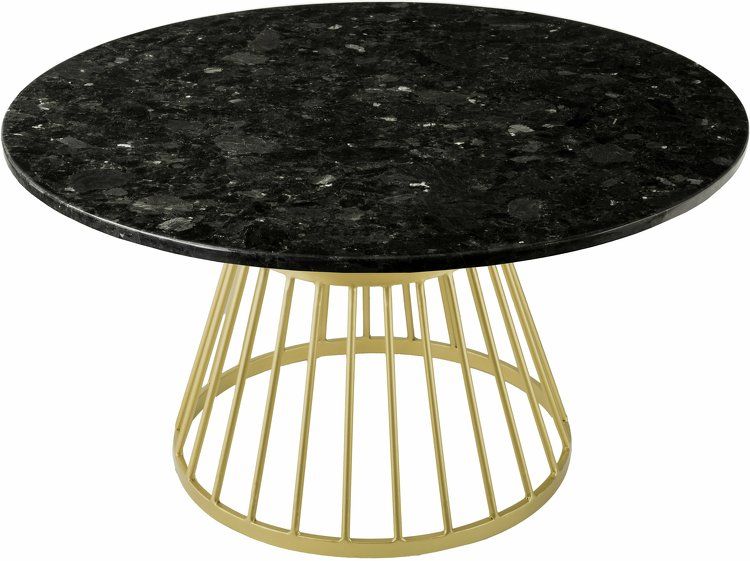 Coffee Table Ronde In Black Crystal And Golden Wrought Iron 85 Cm – Accent Intended For Black Accent Coffee Tables (View 5 of 20)
