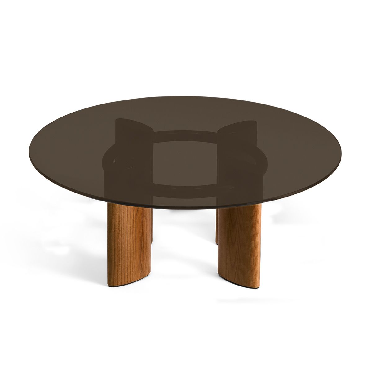 Coffee Table, Smoked Glass Top And Iroko Legs – Carlotta – The Socialite  Family With Glass Top Coffee Tables (View 2 of 20)
