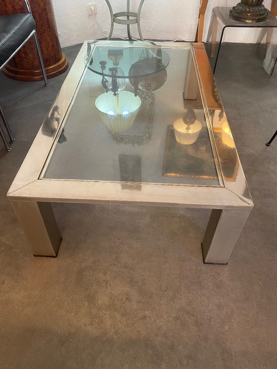Coffee Table – Steel And Glass – France – 1970 – Xx Ème – Coffee Tables |  Antikeo With Mirrored Coffee Tables (View 1 of 20)