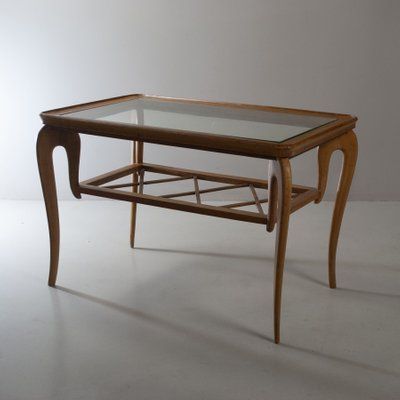 Coffee Table With Glass Top And Woven Woodpaolo Buffa, 1940s | Intondo Within Glass Topped Coffee Tables (View 9 of 20)