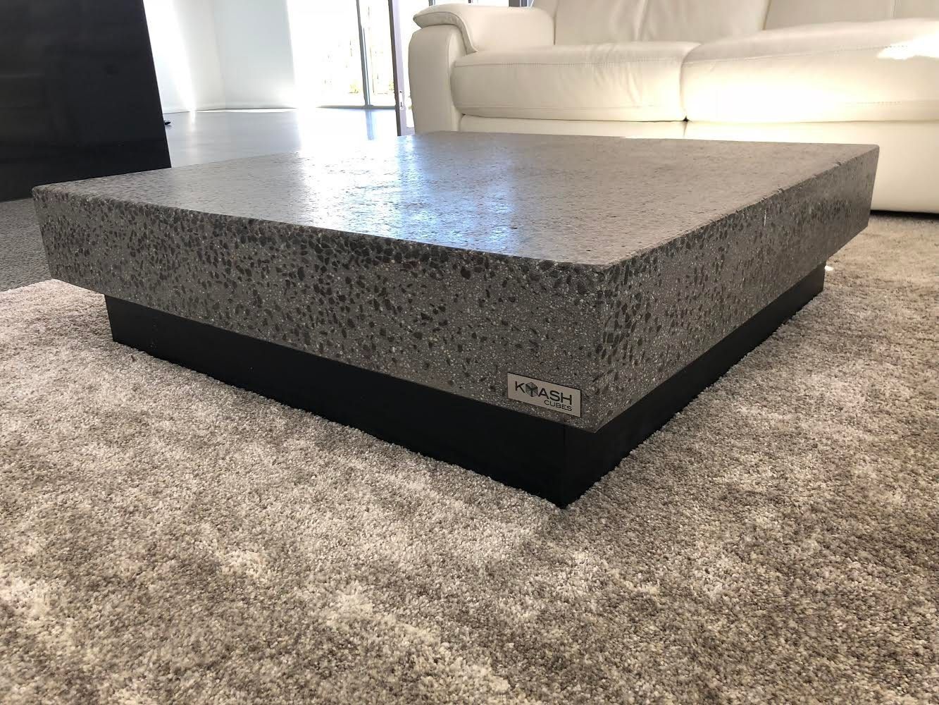 Concrete Coffee Table Exposed Aggregate 1 X 1m Modern Bespoke – Etsy Within Modern Concrete Coffee Tables (Gallery 19 of 20)