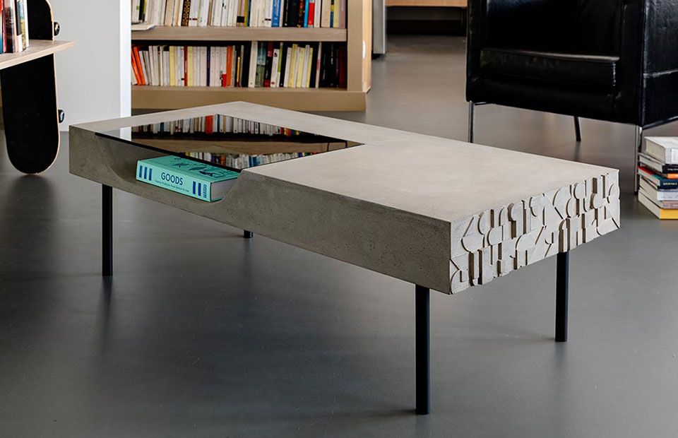 Constance Modern Concrete Coffee Table With Glass Accent Pertaining To Modern Concrete Coffee Tables (View 2 of 20)