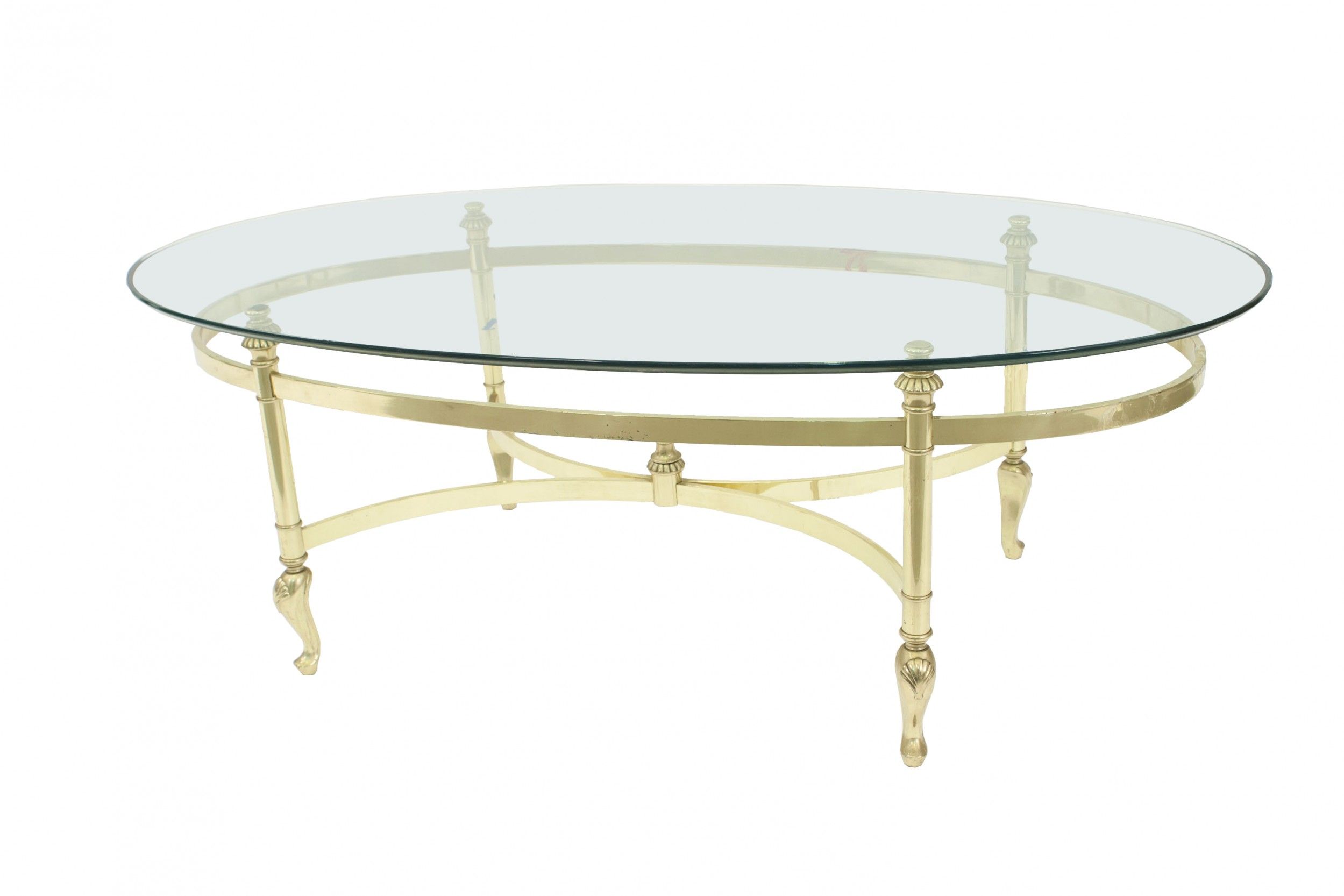 Contemporary Brass And Glass Coffee Table In Glass Oval Coffee Tables (View 8 of 20)