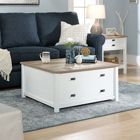 Cottage Road Storage Coffee Table Soft White (427314) – Sauder Throughout White Storage Coffee Tables (View 13 of 20)