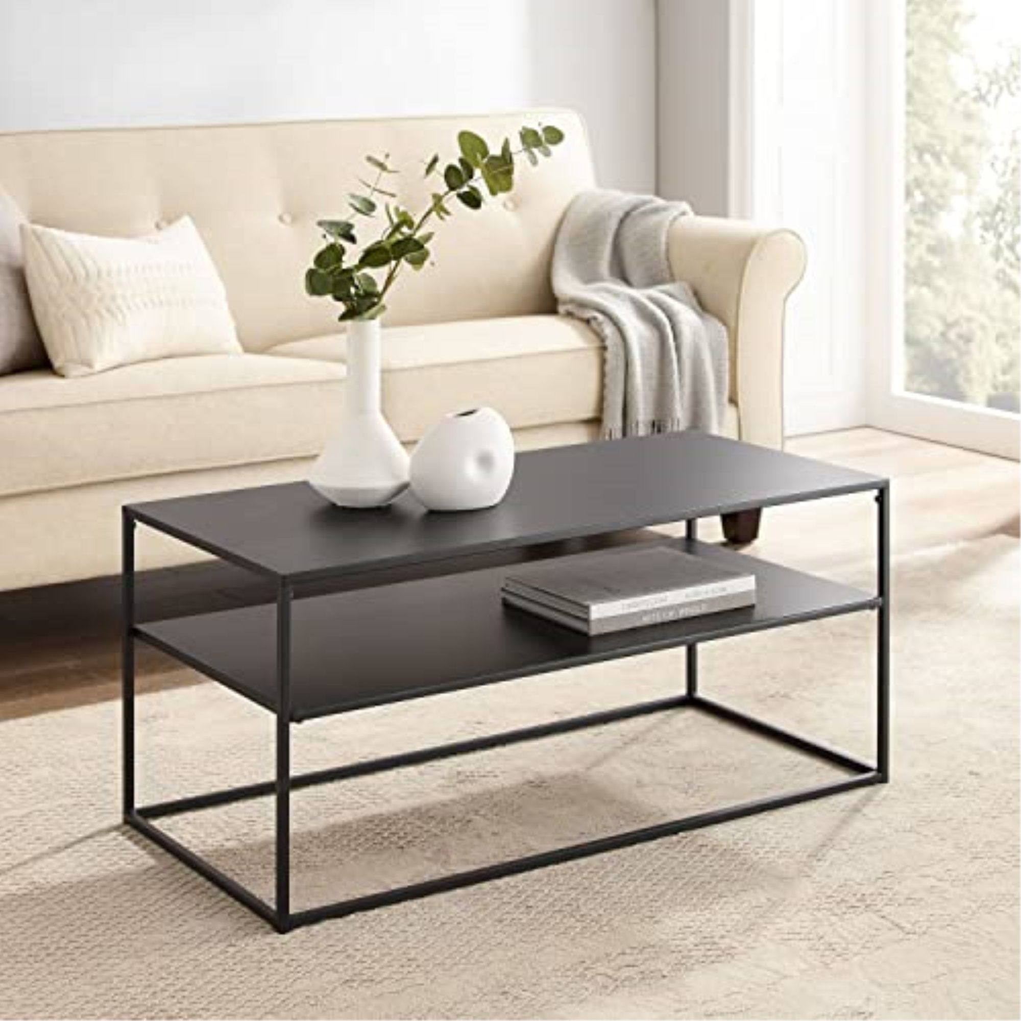 Crosley Furniture Braxton Coffee Table In Matte Black – Walmart Throughout Matte Coffee Tables (View 4 of 20)
