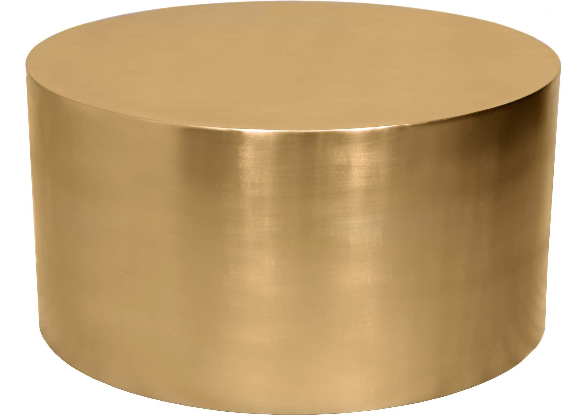 Cylinder Brushed Gold Coffee Table Best Buy Furniture And Mattress Within Satin Gold Coffee Tables (View 6 of 20)