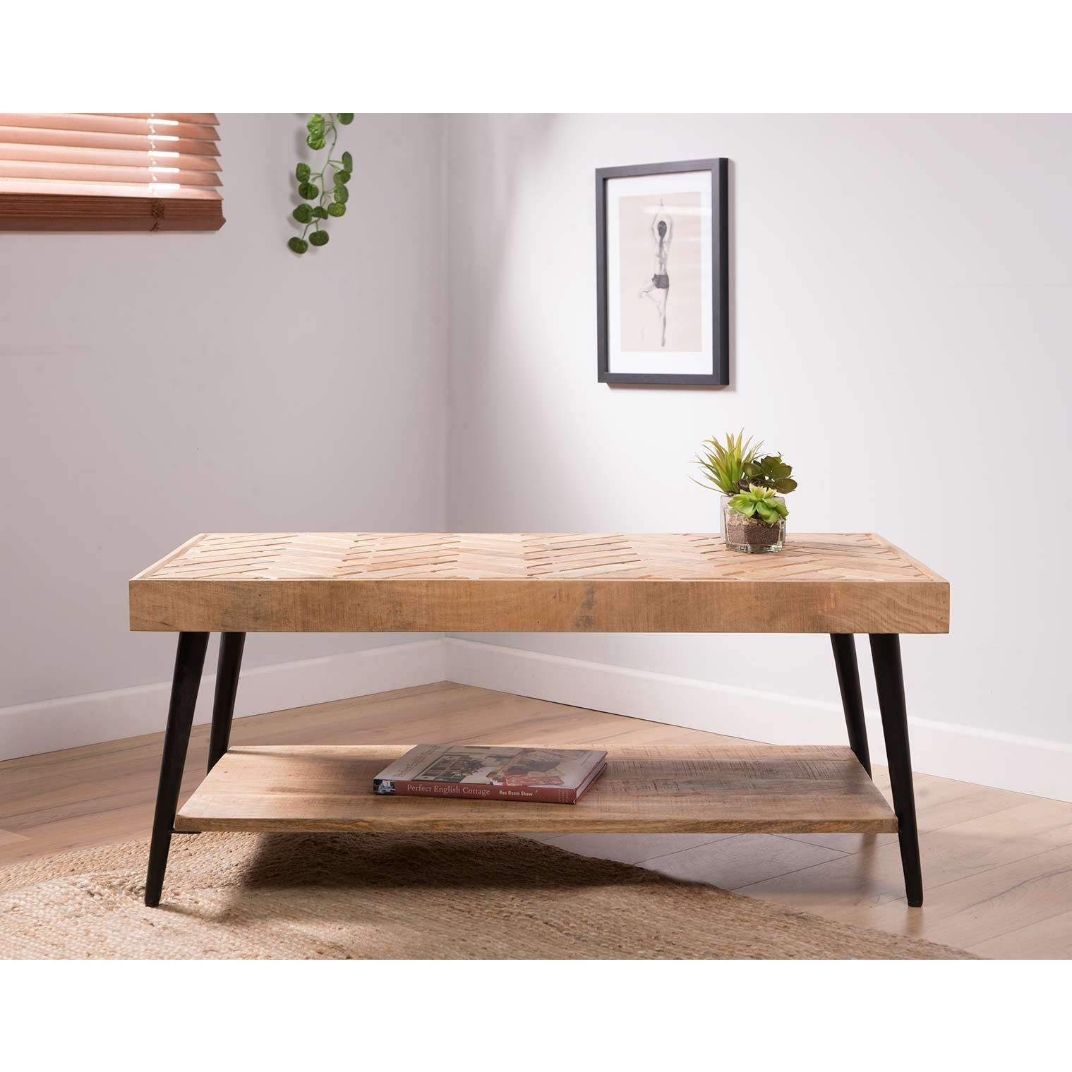 Distressed Solid Mango Wood Patterned 3d Coffee Table With Shelf | Casa  Bella Furniture Uk Throughout Mango Wood Coffee Tables (View 11 of 20)