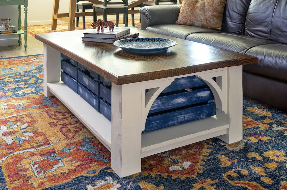 Diy Coffee Table With Storage (farmhouse Style) – Diy Candy Within Farmhouse Style Coffee Tables (Gallery 19 of 20)