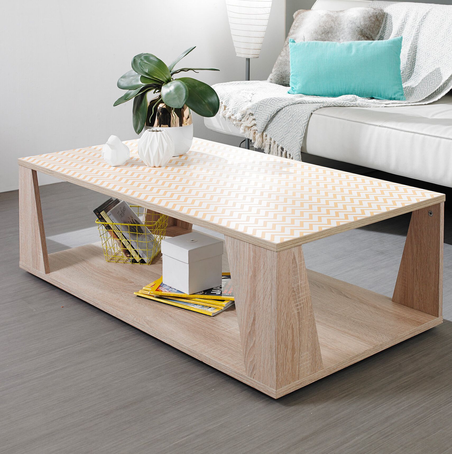 Ebern Designs Dolan Floor Shelf Coffee Table With Storage | Wayfair Inside Coffee Tables With Shelf (View 5 of 20)