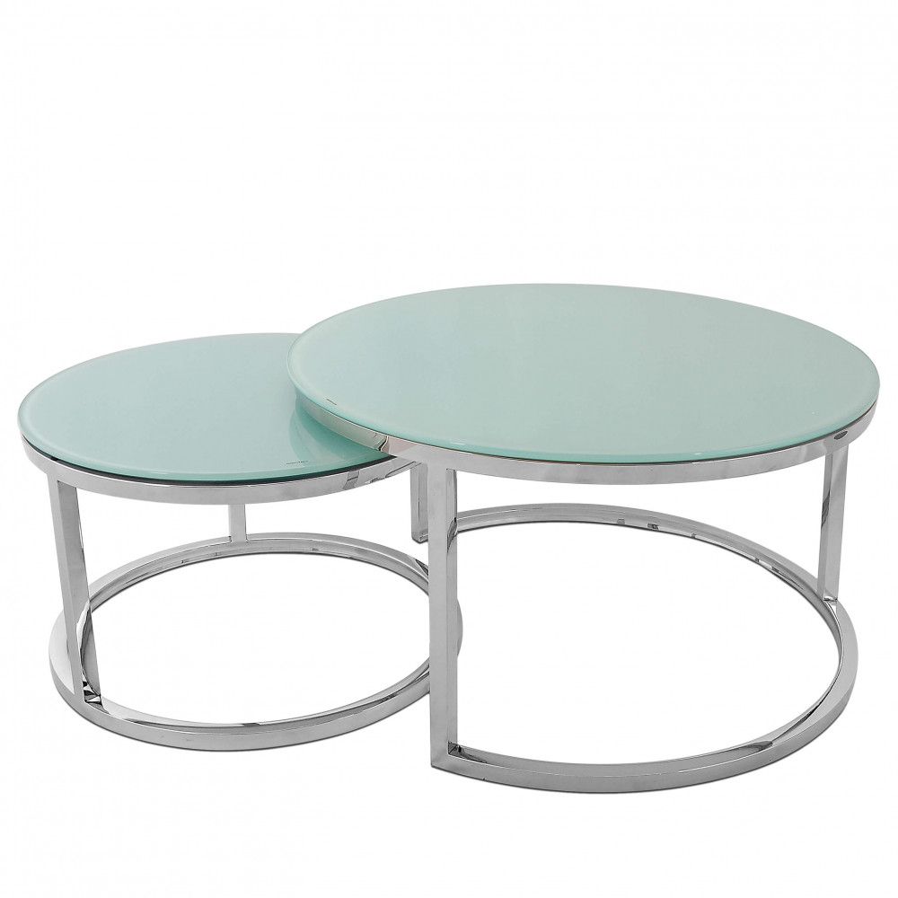 Eclipse A Set Of Two Stainless Steel Coffee Tables | Arte Dal Mondo Pertaining To Glass Open Shelf Coffee Tables (View 9 of 20)