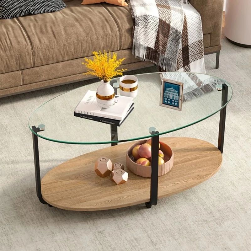 Elegant 2 Tier Glass Top Modern Coffee Table Open Storage Shelf Smooth  Edges Heavy Duty Metal Frame Modern Coffee End Tables| | – Aliexpress In 2 Tier Metal Coffee Tables (View 15 of 20)