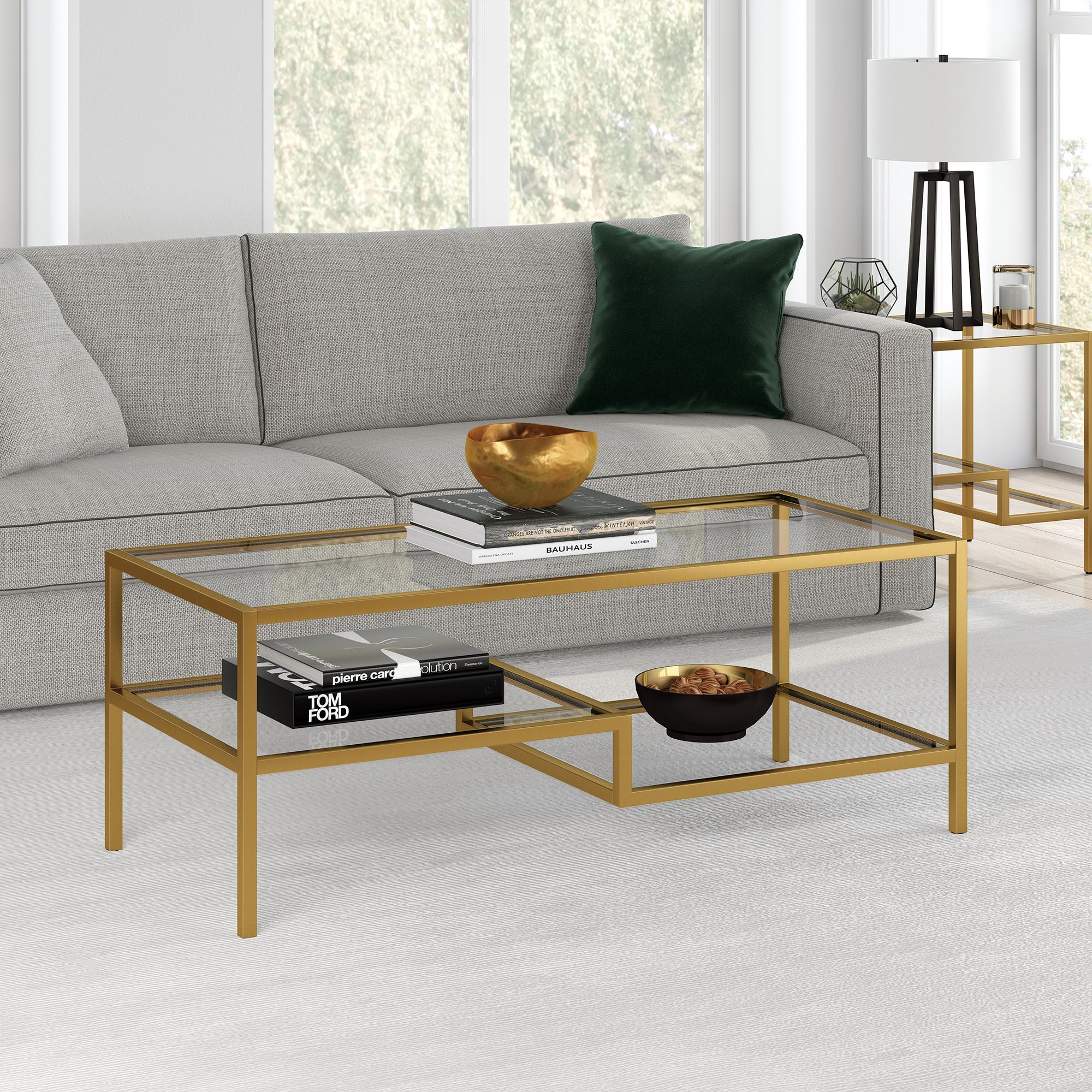 Evelyn&zoe Contemporary 2 Tier Coffee Table With Glass Shelf – Walmart Intended For Modern 2 Tier Coffee Tables Coffee Tables (View 10 of 20)