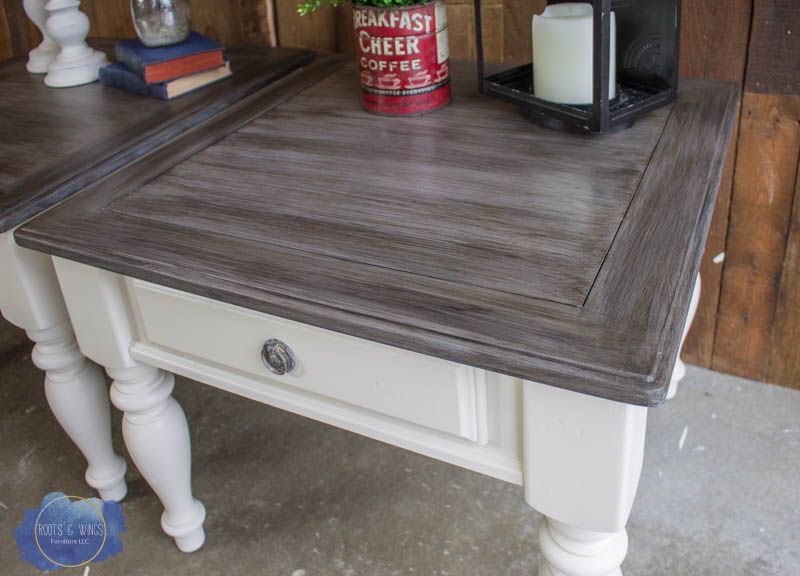 Farmhouse End Table Makeover | The Barn Wood Finish • Roots & Wings  Furniture Llc Regarding Paint Finish Coffee Tables (View 13 of 20)