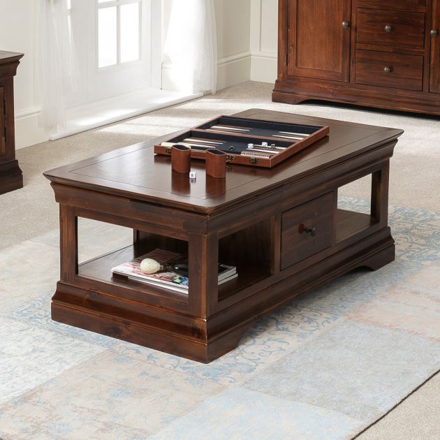 French Hardwood Mahogany Stained 1 Drawer Coffee Table | The Furniture  Market Pertaining To Mahogany Coffee Tables (View 15 of 20)
