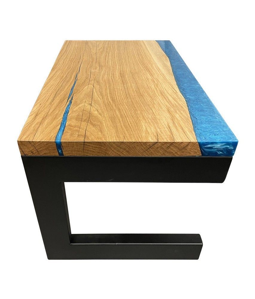 Furniture: Coffee Table In Oak Wood And Blue Resin | World's Art With Resin Coffee Tables (View 9 of 20)