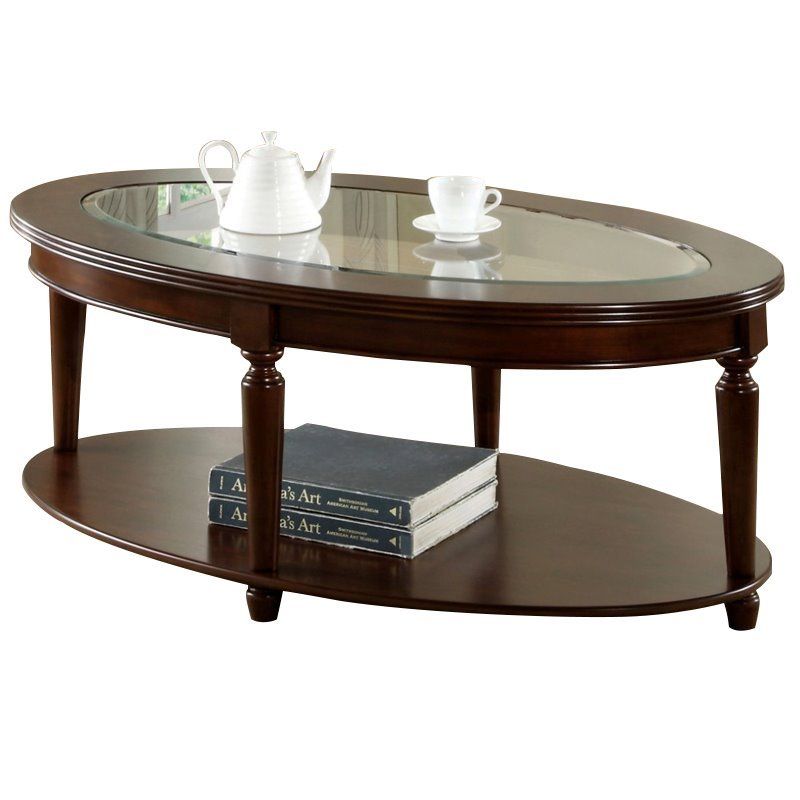 Furniture Of America Chrinus Wood 1 Shelf Coffee Table In Dark Cherry –  Walmart Throughout Dark Cherry Coffee Tables (View 17 of 20)