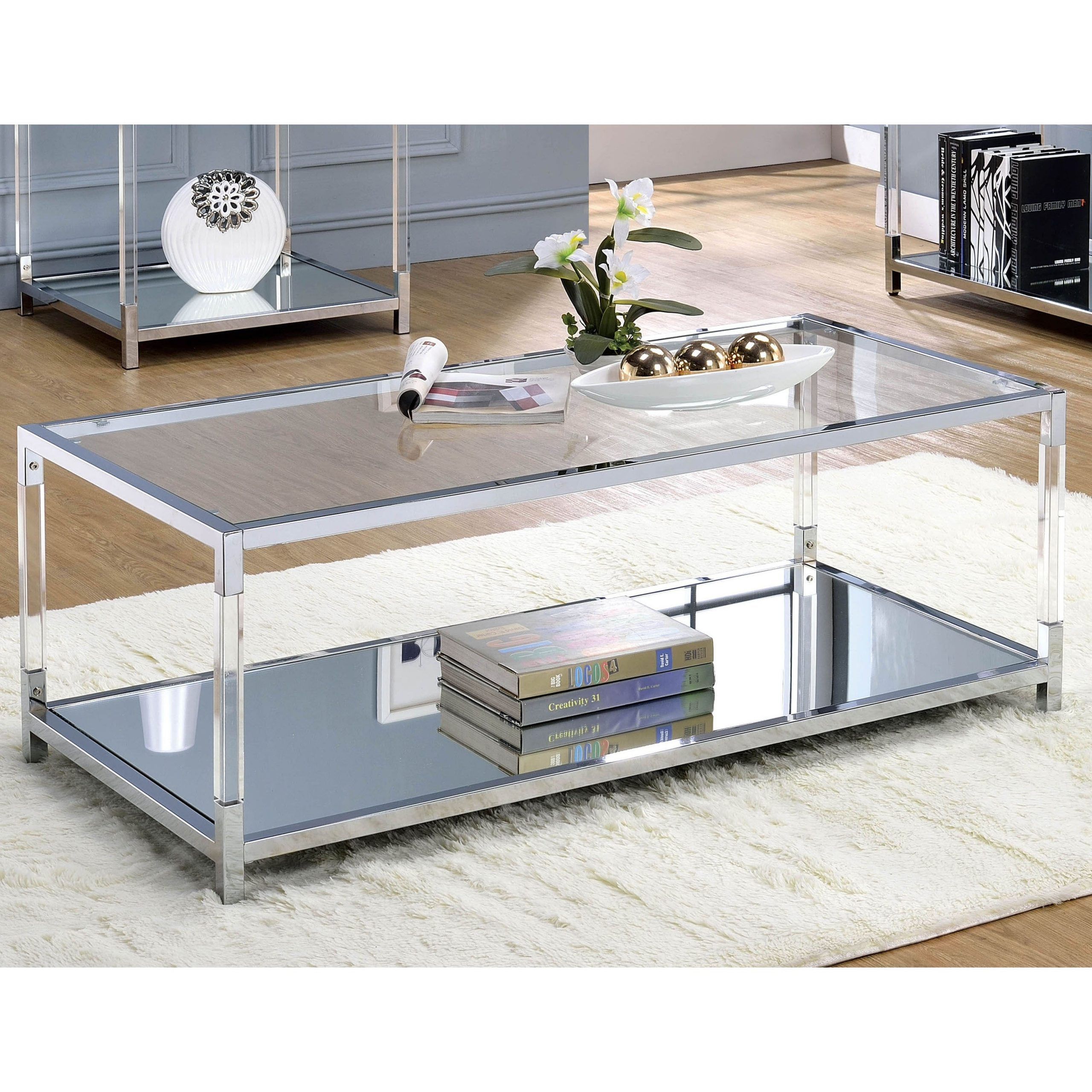 Furniture Of America Fald Contemporary Chrome 48 Inch 1 Shelf Coffee Table  – On Sale – Overstock – 20300787 In Chrome Coffee Tables (View 10 of 20)