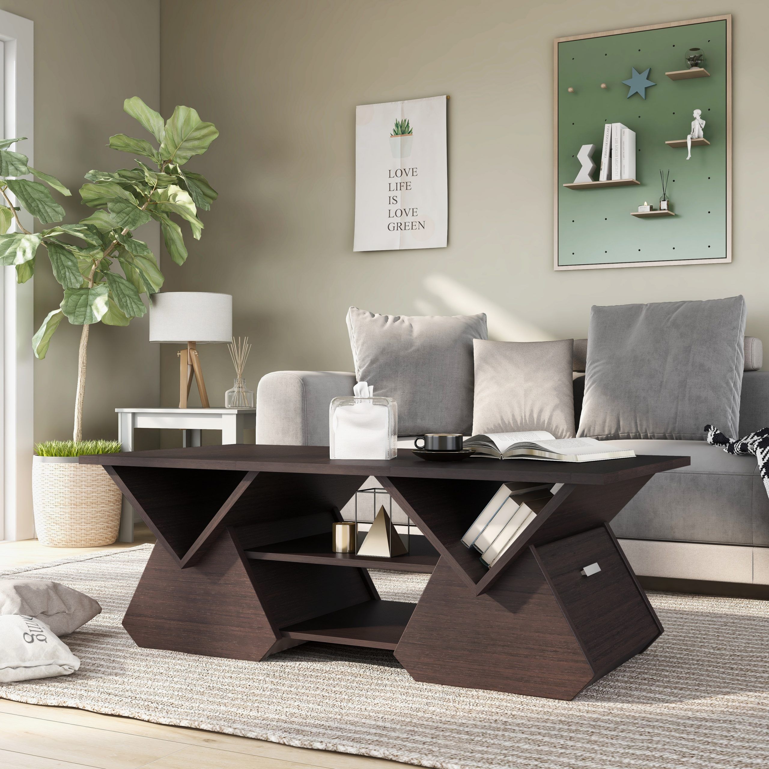 Furniture Of America Fore Modern Espresso 47 Inch 4 Shelf Coffee Table – On  Sale – Overstock – 9172913 With Regard To Modern Geometric Coffee Tables (View 12 of 20)